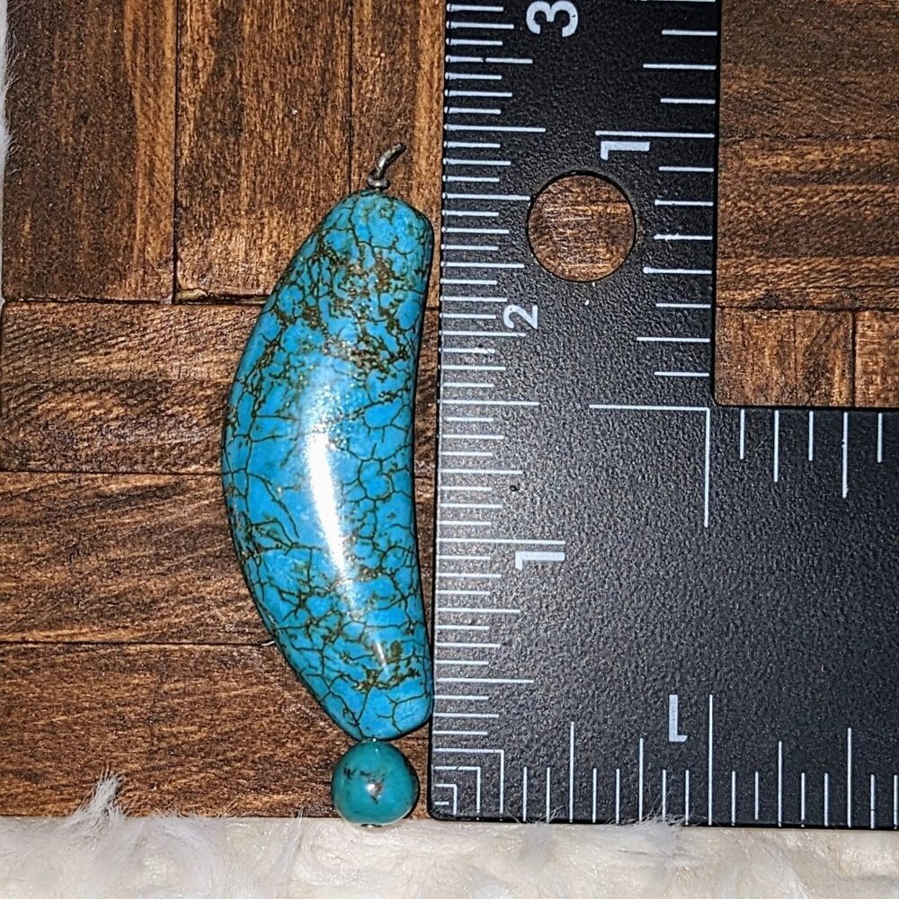 Turquoise Pendant With Spiderweb Matrix - Picture 2 of 3